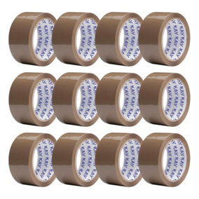 KAV Strong Adhesive Brown Packaging Tape - 48MM x 66M Rolls for Secure Box Sealing, Parcel Tape with Improved Formula (12)