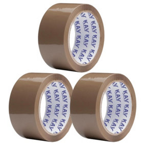 KAV Strong Adhesive Brown Packaging Tape - 48MM x 66M Rolls for Secure Box Sealing, Parcel Tape with Improved Formula