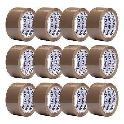 KAV Strong Adhesive Brown Packaging Tape - 48MM x 66M Rolls for Secure Box Sealing, Parcel Tape with Improved Formula