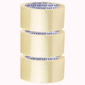 KAV Strong Adhesive Clear Packaging Tape - 48MM x 66M Rolls for Secure Box Sealing, Parcel Tape with Improved Formula
