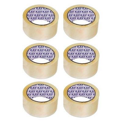 KAV Strong Adhesive Clear Packaging Tape - 48MM x 66M Rolls for Secure Box Sealing, Parcel Tape with Improved Formula