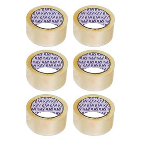 KAV Strong Adhesive Clear Packaging Tape - 48MM x 66M Rolls for Secure Box Sealing, Parcel Tape with Improved Formula