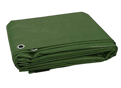 KAV - Tarpaulin waterproof heavy duty 130 GSM LARGE-4.8M x 6 M (16ftx 20 FT) with Eyelets ground sheet Quality Cover Tarp (GREEN)