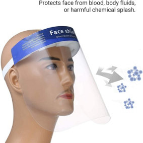 KAV Transparent Safety Face Shield Full Protection Cap Wide Visor Easy to Clean Protective Film MUST Be Peeled Off (6)