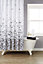 KAV Vibrant Mosaic Grey Extra Wide (220CM) Shower Curtain On A White Background Including 12 Shower Curtain Hooks (220 x 180)