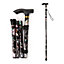 KAV Walking Stick, Easy Adjustable Height Folding Extendable Walking Cane, Lightweight and Durable  Walking Stick (Black Floral)