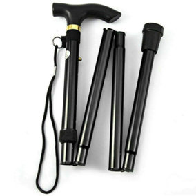 KAV Walking Stick, Easy Adjustable Height Folding Extendable Walking Cane, Lightweight and Durable  Walking Stick(Black)