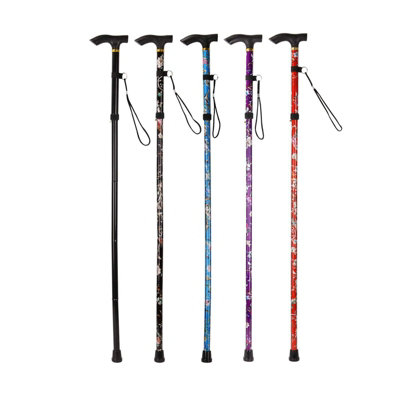 KAV Walking Stick, Easy Adjustable Height Folding Extendable Walking Cane, Lightweight and Durable  Walking Stick(Red Floral)