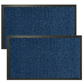 KAV Washable Door Mat Dirt Trapper Durable Non-Slip Barrier Mats Perfect Dust Absorbent Rug(40x60)cm, (1.31x1.97)Ft Blue/Black