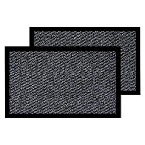 KAV Washable Door Mat Dirt Trapper Durable Non-Slip Barrier Mats Perfect Dust Absorbent Rug(40x60)cm, (1.31x1.97)Ft Grey/Black