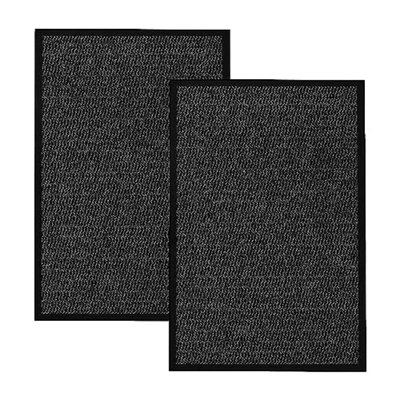 KAV Washable Door Mat Dirt Trapper Durable Non-Slip Barrier Mats Perfect Dust Absorbent Rug(60x90)cm, (1.97x2.95)Ft - Black