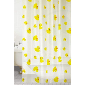KAV Waterproof Shower Curtain, Bathroom Curtain Liner Anti Mould Heavy Duty Curtain 180x180 - Peva with hooks (Duck)