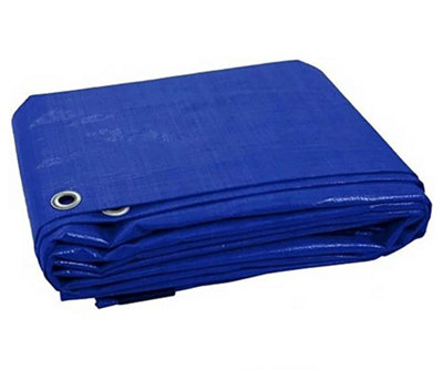 KAV Waterproof Tarpaulin Universal Covering Garden Furniture, Camping, Roof Caravan with Eyelets 120 GSM - Blue 2.40x 3.60 METERS