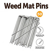 KAV Weed Mat Pins 50pcs Heavy Duty Landscape Pins U Shaped Tent Staples for Securing Membrane, Weed Control Fabric, Fleece