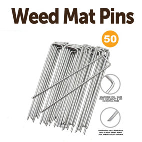 KAV Weed Mat Pins 50pcs Heavy Duty Landscape Pins U Shaped Tent Staples for Securing Membrane, Weed Control Fabric, Fleece