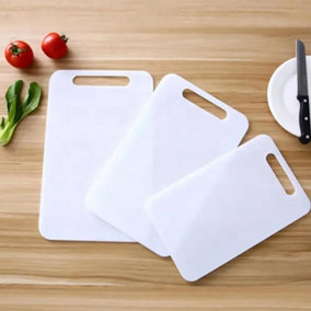 KAV- White Durable Chopping Cutting Slicing Board Set Made Of Plastic (Set of 3, Small, Medium and Large)