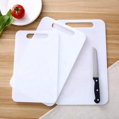 KAV White Durable Chopping Cutting Slicing Board Set Made Of Plastic Set of 3 Small Medium and Large