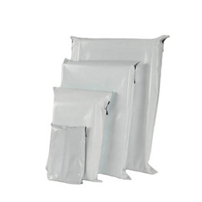 KAV White Mailing Bags Postal Packaging Polythene Sacks for Courier Self-Seal Flap for Secure Shipping (25x35cm)