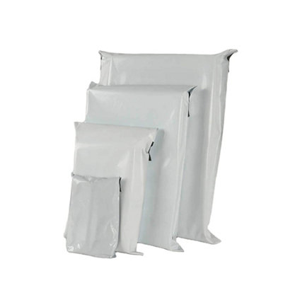 KAV White Mailing Bags Postal Packaging Polythene Sacks for Courier Self-Seal Flap for Secure Shipping (32x44cm)