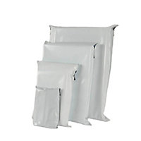 KAV White Mailing Bags Postal Packaging Polythene Sacks for Courier Self-Seal Flap for Secure Shipping (35x50cm)
