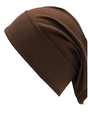KAV Women Under Headscarf Elastic Sweat Absorbent Cotton Inner Hijab Tube Bonnet Hair Wrap Cover Head Band Cap for Girls (Brown)