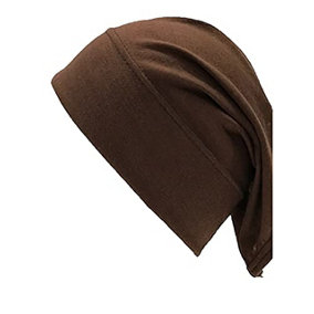 KAV Women Under Headscarf Elastic Sweat Absorbent Cotton Inner Hijab Tube Bonnet Hair Wrap Cover Head Band Cap for Girls (Brown)