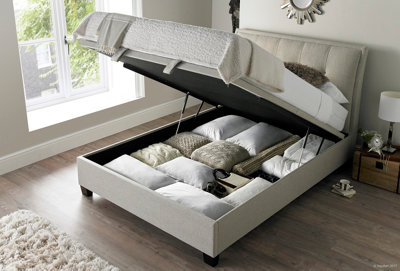 Kaydian Accent Bed Frame Grey Fabric with Ottoman Storage