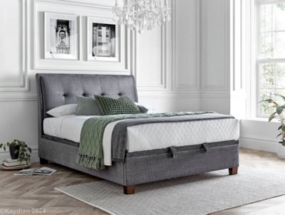 Kaydian Accent Bed Frame Vogue Grey Fabric with Ottoman Storage