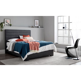 Kaydian Appleby Ottoman Storage Bed: Slate Grey Fabric Contemporary Design with Spacious Storage