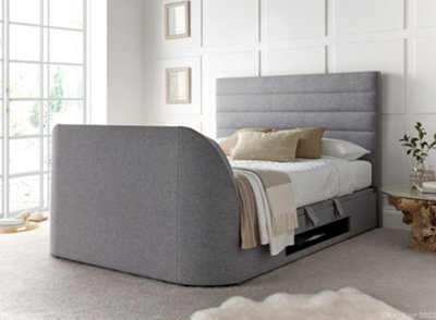 Kaydian Appleby TV Storage Bed: Marbella Grey Fabric Contemporary Design with Spacious Storage