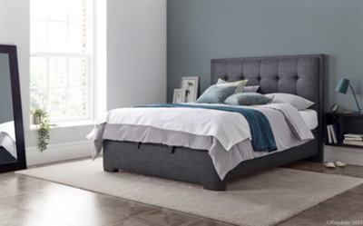 Kaydian Falstone Upholstered Ottoman Storage Bed: Classic Slate Grey Fabric with Hidden Storage