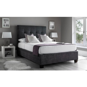 Kaydian Walkworth Charcoal Grey 4FT6 Double Bed Frame Fabric Ottoman Storage Bed