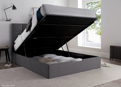Kaydian Whitburn Grey 4FT6 Double Bed Frame Ottoman Storage with Free