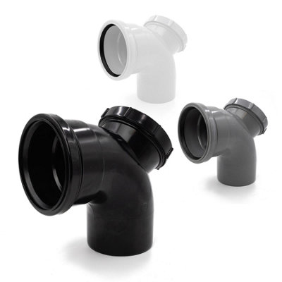 Kayflow 110mm Soil (S11) - 90 deg Short Access Bend (Single Socket), Black