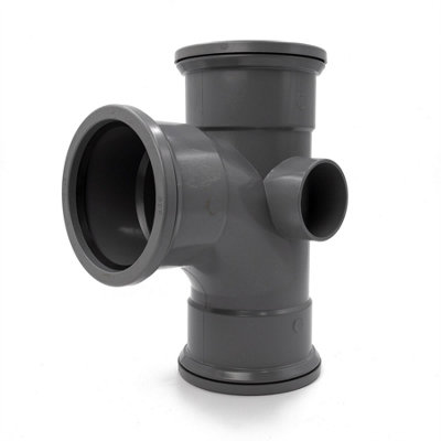 Kayflow 110mm Soil (S12) - 90 deg Branch (Triple Socket), Grey