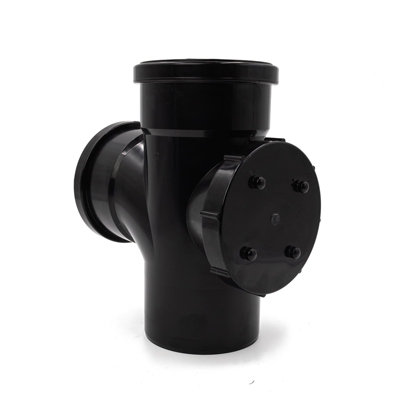 Kayflow 110mm Soil (S18) - Access Junction (Double Socket), Black
