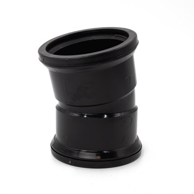 Kayflow 110mm Soil (S6) - 15 deg Bend (Double Socket), Black