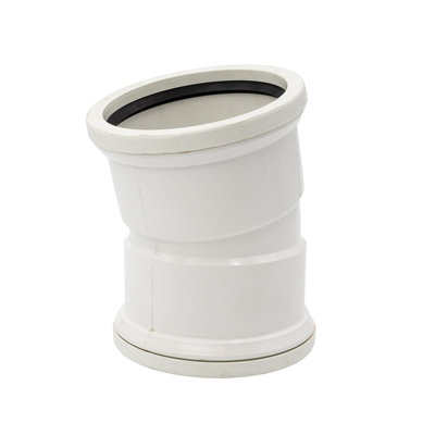 Kayflow 110mm Soil (S6) - 15 deg Bend (Double Socket), White