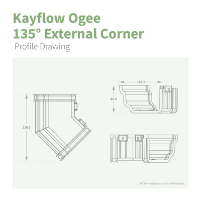 Kayflow Ogee Gutter External 135 Degree Corner - Anthracite Grey