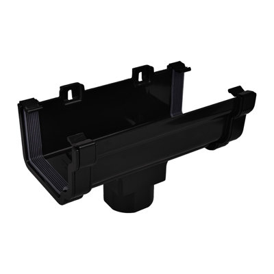 Kayflow Ogee Gutter Running Outlet - Black