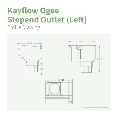 Kayflow Ogee Gutter Stopend (Left) - Black