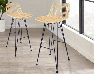 Metal and deals rattan bar stools