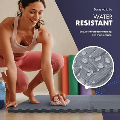 KAYMAN 8 Pack Gym Floor Nonslip Mats Grey Interlocking EVA Foam Puzzle ...