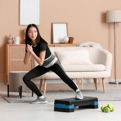 MAXSTRENGTH Aerobic Stepper – 5 Adjustable Heights (10cm to 30cm) – Non-slip Fitness Step Platform for Home Workouts, Cardio, Yoga, Training