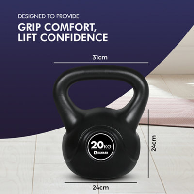 Kayman Kettlebell 20KG Ergonomic Handle & Flat Bottom for Stability ...