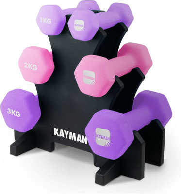 KAYMAN Neoprene Dumbbells with Anti-Slip Grip,Hex Edges,Water