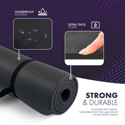 KAYMAN Yoga Mat Black 183cm x 60cm Multi Purpose Extra Thick Foam Exercise Mats