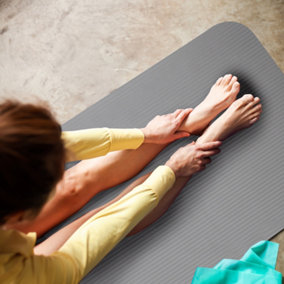 KAYMAN Yoga Mat - Grey - 183cm x 60cm - Multi-Purpose Extra Thick Foam Exercise Mats