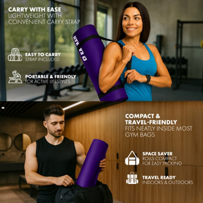 KAYMAN Yoga Mat Purple - 183cm x 60cm - Multi-Purpose Extra Thick Foam ...