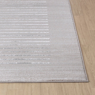 KAYSA Scandi Modern Beige/White Striped Area Rug 160 x 220 cm